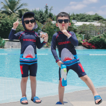 Spa Childrens swimsuit Split Flat Angle Lian cap Long sleeve sunscreen for childrens baby swimsuit boy swimsuit