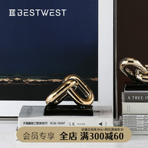 BEST WEST creative chain ornaments metal color ceramic soft decoration designer model room decoration light luxury