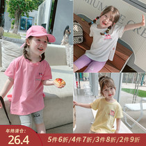 Little pudding baby baby childrens clothing New Girls summer cartoon top female baby summer dress foreign style T-shirt childrens short sleeves