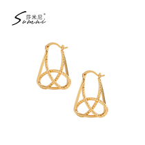 sumni Samini 18K gold European and American atmosphere earrings female simple personality texture pattern 2019 new trend