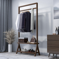 Full solid wood coat rack Floor-to-ceiling hanger Bedroom household multi-function shelf Simple modern hanging clothes rack