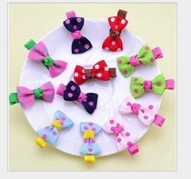 Korean childrens hair accessories candy color bow wave dot hairclip lace chiffon checked hairpin girl hairpin