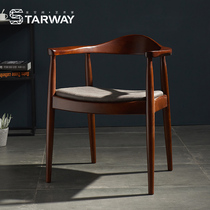 Star Wei Nordic American home wood dining chair presidential chair Bookroom chair meeting leisure and comfortable backrest armrest chair