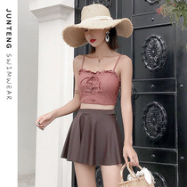 Swimsuit womens three-piece Korean ins wind student conservative small fresh net red split swimsuit 2021 new