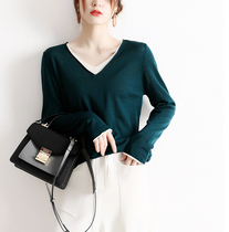 Japanese light luxury color chicken heart neck sweater womens v-neck 2021 new wool bottoming shirt womens thin section