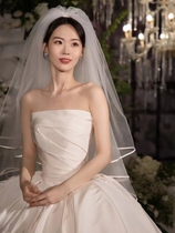 The satin wedding dress 2022 bride Mori is a light yarn French retro main wedding dress summer drag 2021