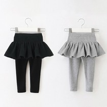Spring and autumn children Girls culottes fake two pieces plus velvet 1-2 years old 3 baby girl leggings skirt baby pants