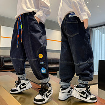 Boys' pants spring and autumn 2022 new cute and Western style big children's autumn jeans boys trendy Korean style autumn