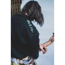 (spot) coated moon original black silk light cotton middle sleeve small neckline T-shirt summer alcohol makes people more like people