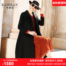 Caraman wool coat womens autumn and winter New loose mid-length knee long sleeve wool double-sided jacket