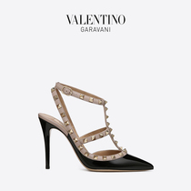 VALENTINO VALENTINO GARAVANI ROCKSTUD patent leather lace-up stud heels sandals