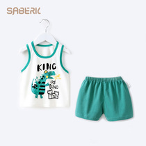 Small seashells baby childrens vest shorts set cotton thin male baby Summer clothes two-piece girl spring summer clothes