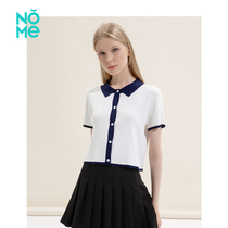 NOME Normie Womens Clothing Wool Weave T-shirt Casual Art Ins Wind shorts Polo collar short sleeves women WGCQ3485