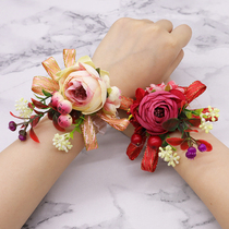 Wedding supplies bridal bridesmaid wedding European style wrist flower wedding Korean sister group simulation hand Flower Forest Fresh