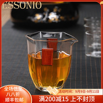 ESSONIO hexagonal Road cup thickened heat-resistant glass kung fu tea set accessories Tea Sea anti-scalding tea tea divider