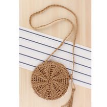 Store manager recommends new simple round tassel female crossbody straw bag handmade shoulder woven bag summer beach bag