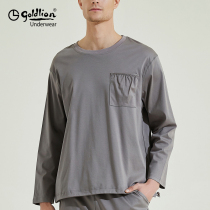 Jinlilai home clothes couple suit pullover pajamas for men and women 2021 new cotton spring and summer can be worn outside long sleeves