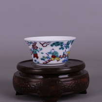 Ming Chengs annual bucket color boy figure thin tire horseshoe Cup antique porcelain antique Dong ornaments soft decoration collection
