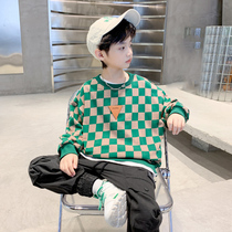 Boys' plaid Wei Chunqiu 2022 new foreign gas boy costume children's cyberhong children's autumn clothes top