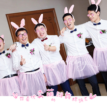Swan gauze dress wedding game props rabbit hair hoop bow set blocking door tricky best man Creative