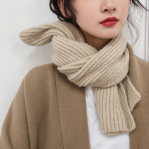 Scarf Han version of women Winter ins Teenage Girl Cute 100 Hitch Pure Color Wool Thread Knit Care Neck Small Scarf Male Couple Section