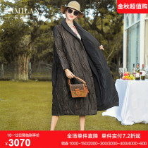 Calaman down jacket womens winter wear new loose long sleeve knee warm down jacket