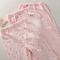 Air-conditioned room pajama pants cotton ultra-thin girl children baby underwear soft elastic bottoming trousers rabbit obediently