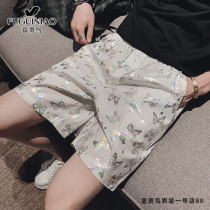 Fugui bird mens casual shorts five-point pants mens 2021 summer new Korean version of the trend joker loose beach pants