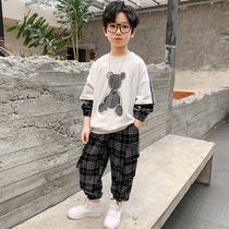 Childrens boys suit spring and autumn 2021 New Korean version of handsome foreign air autumn dress baby Net red fashionable tide clothes