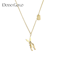 Small crowdmechanical rabbit necklace with lukewarm wind hip hop super cool personality hanging collarbone sweater chain neck ornaments