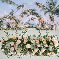 New wedding decoration flower row floral arch catwalk road lead wedding Tanabata decoration background window photography ornaments
