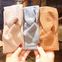Autumn and winter knitted wool headband female Net red bow hair accessories hair band Tide people simple Mori girl sweet headband headgear
