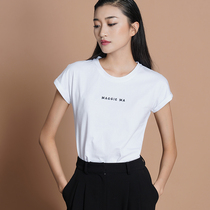 MAGGIE MA Ma Qian limited black bronzed gold white embroidered logo pure cotton woman clothing new product T-shirt 500S 501S
