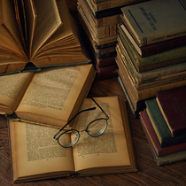 Vintage foreign language old books second-hand antique books Study cafe Home accessories ornaments photography props photo background