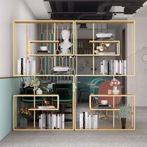 Nordic light luxury iron shelf multi-layer creative bookshelf office partition display stand living room solid wood floor rack