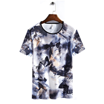 Outdoor quick-drying mens short-sleeved T-shirt summer crew neck breathable printing quick-drying large size camouflage ice silk half sleeve tide