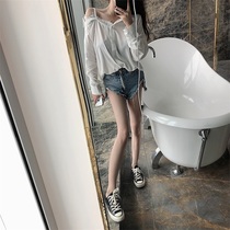 Lggstyle chic wind lace side exposed shoulder loose shirt female autumn dress 2020 new 100 hitch blouse woman