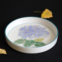 Hydrangea sunflower hand drawing plate Jingdezhen ceramic disc fruit plate snack snack snack plate tea plate