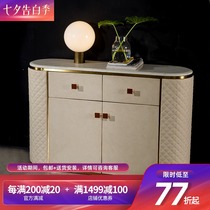 Postmodern light luxury dining side cabinet Marble restaurant tea cabinet Villa model room custom neoclassical entrance cabinet