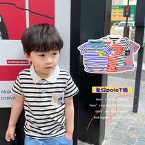 Boy Clothing Boy Short Sleeve T-shirt Summer New Korean version Leisure childrens baby turned striped POLO shirt short sleeve T-shirt