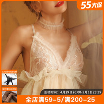 Upper small building New products Tangled Night Sexy Sleepwear Womens Web Yarn Clairvoyt Sleeping Dress Tempting Large Dew Back Transparent Underwear