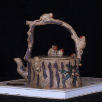 Taiwan returns old purple - sand pot famous master Jiang Yan Ting full hand - made segment of mud generation closing