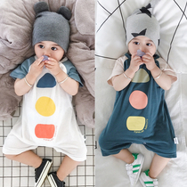 British next kid summer baby one-piece romper short-sleeved cotton climbing clothes newborn men and women baby outdoor clothes
