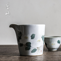 Shengshan antique hand-painted Camellia public Cup male Cup hand-painted ceramic cup tea ware retro kung fu tea set accessories