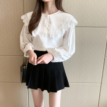 Blouse Women Long Sleeve 2021 Spring and Autumn New Korean Loose Joker Sleeve Doll Collar White Shirt