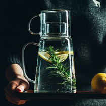 Japanese large-capacity cold kettle with lid thickened glass cool kettle cup set home can put hot water pot