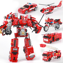 Alloy Edition Deformation Robot Model Boy Police Car Airplane Fire Vehicle Synthetic Car Person Kids Toy King Kong