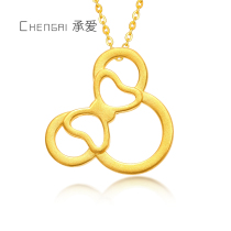 Gold zodiac rat pendant men and women 999 gold 3D hard gold principal year rat necklace pendant 24K pure gold