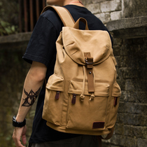 Retro canvas backpack mens casual backpack fashion trend student School Bag Mens simple computer bag travel bag