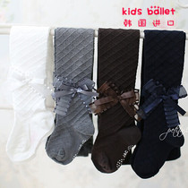 South Korea imported childrens pantyhose girls spring and autumn bottoming socks girls solid color bow one-piece socks